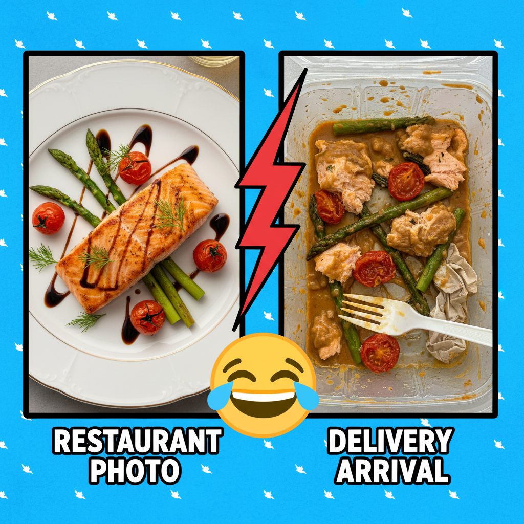 My food delivery: a masterpiece. What arrives: a culinary crime scene.