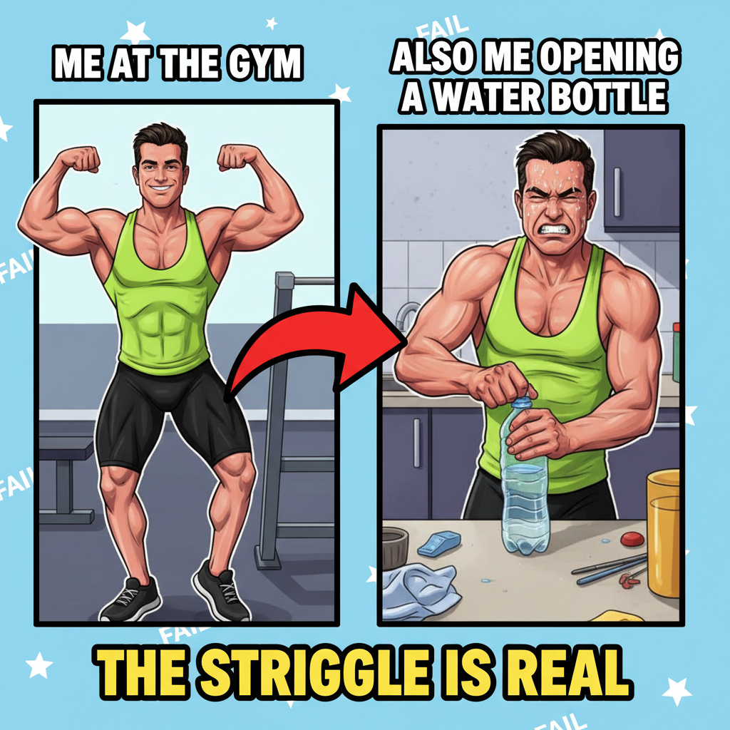 Me at the gym: 'I'm a fitness beast!' Also me: struggling to open a water bottle. 🏋️‍♀️