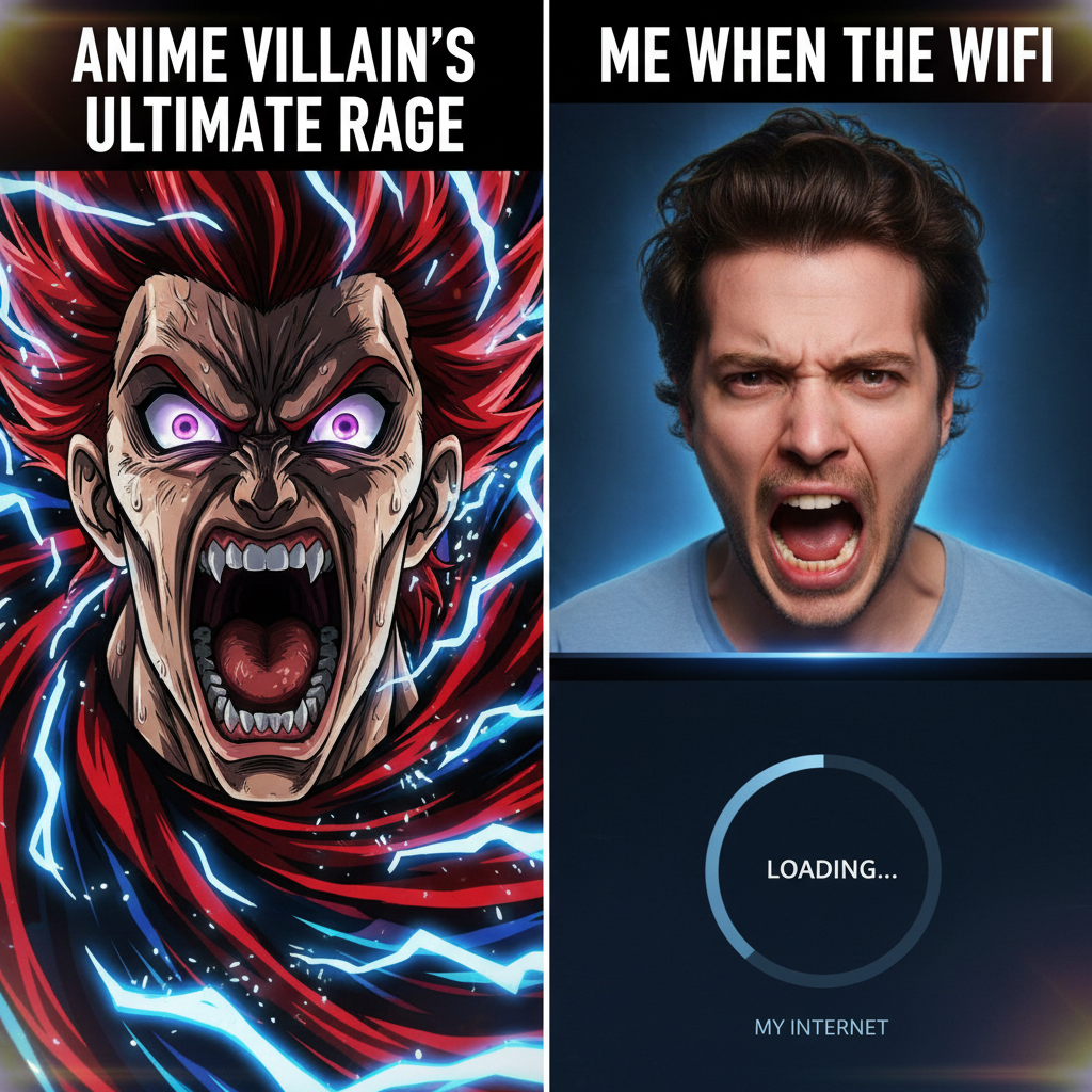 My reaction when my internet buffers during a crucial moment: *anime villain screaming face*