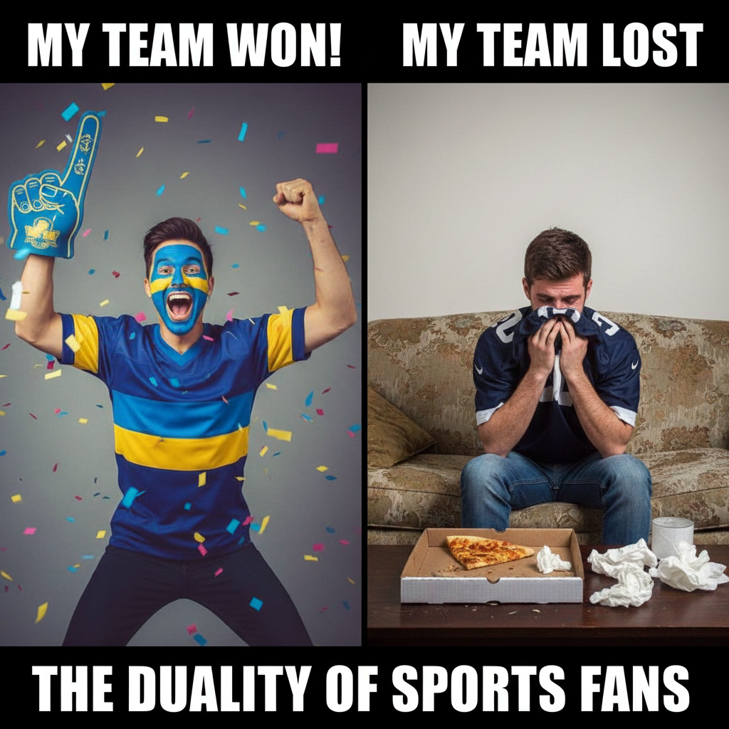 My team won, I'm getting a tattoo. My team lost, I'm burning my jersey. There is no in-between.