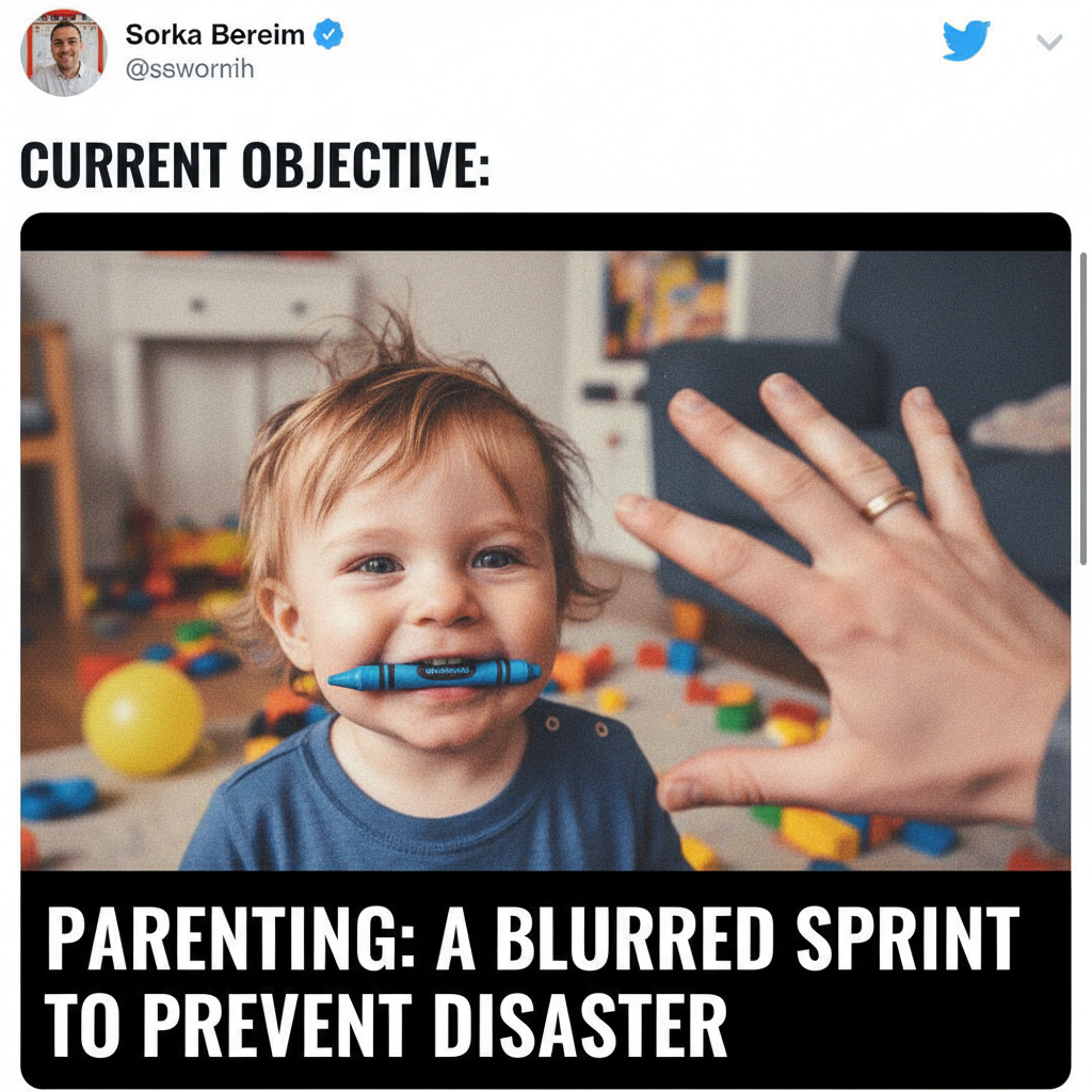 Just found my toddler eating a crayon. At least it was a non-toxic one? #Parenting