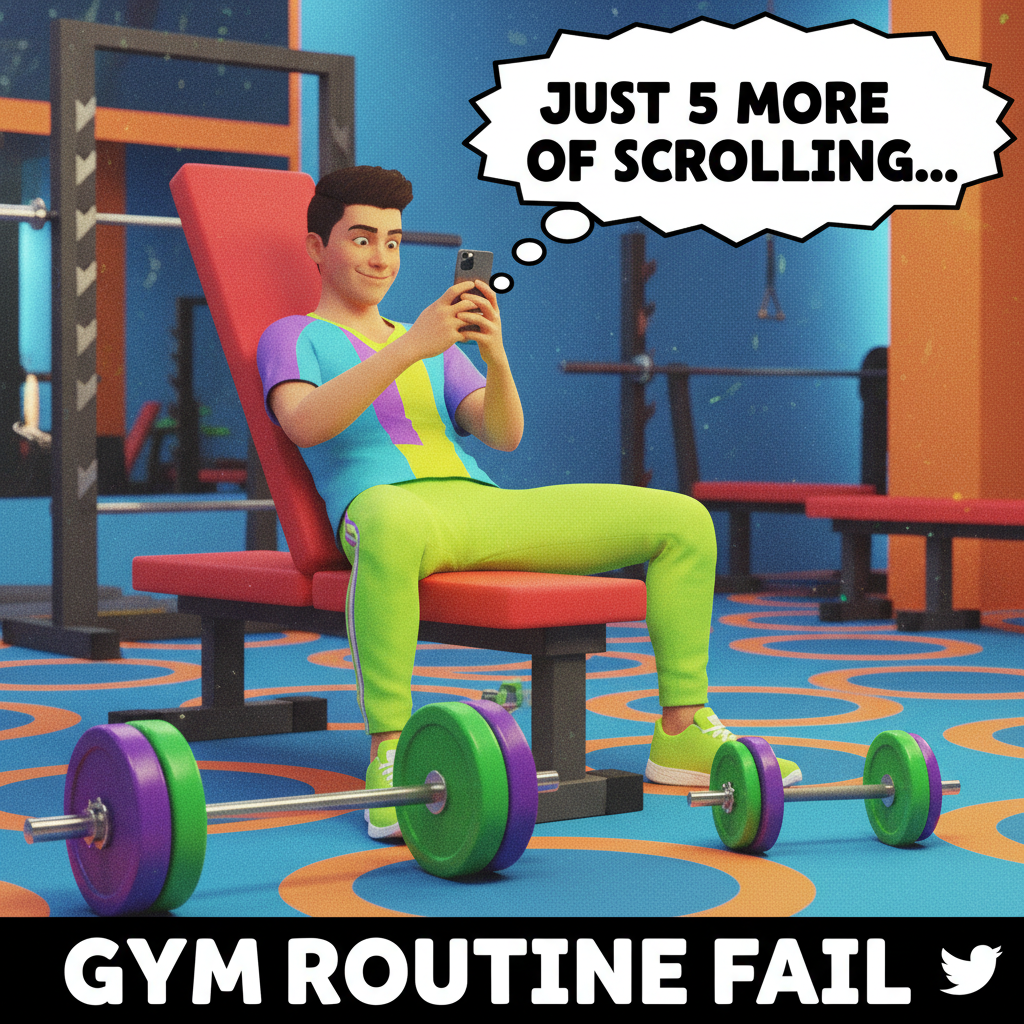 Me at the gym: 'I'm here to lift weights.' My brain: 'No, you're here to lift your phone and scroll.'