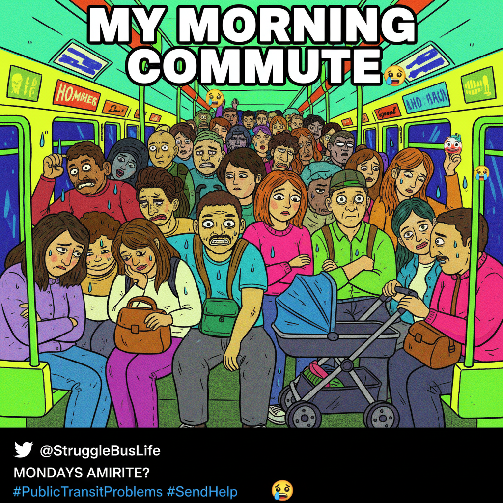 Public transport at 7 AM: a social experiment in personal space invasion.