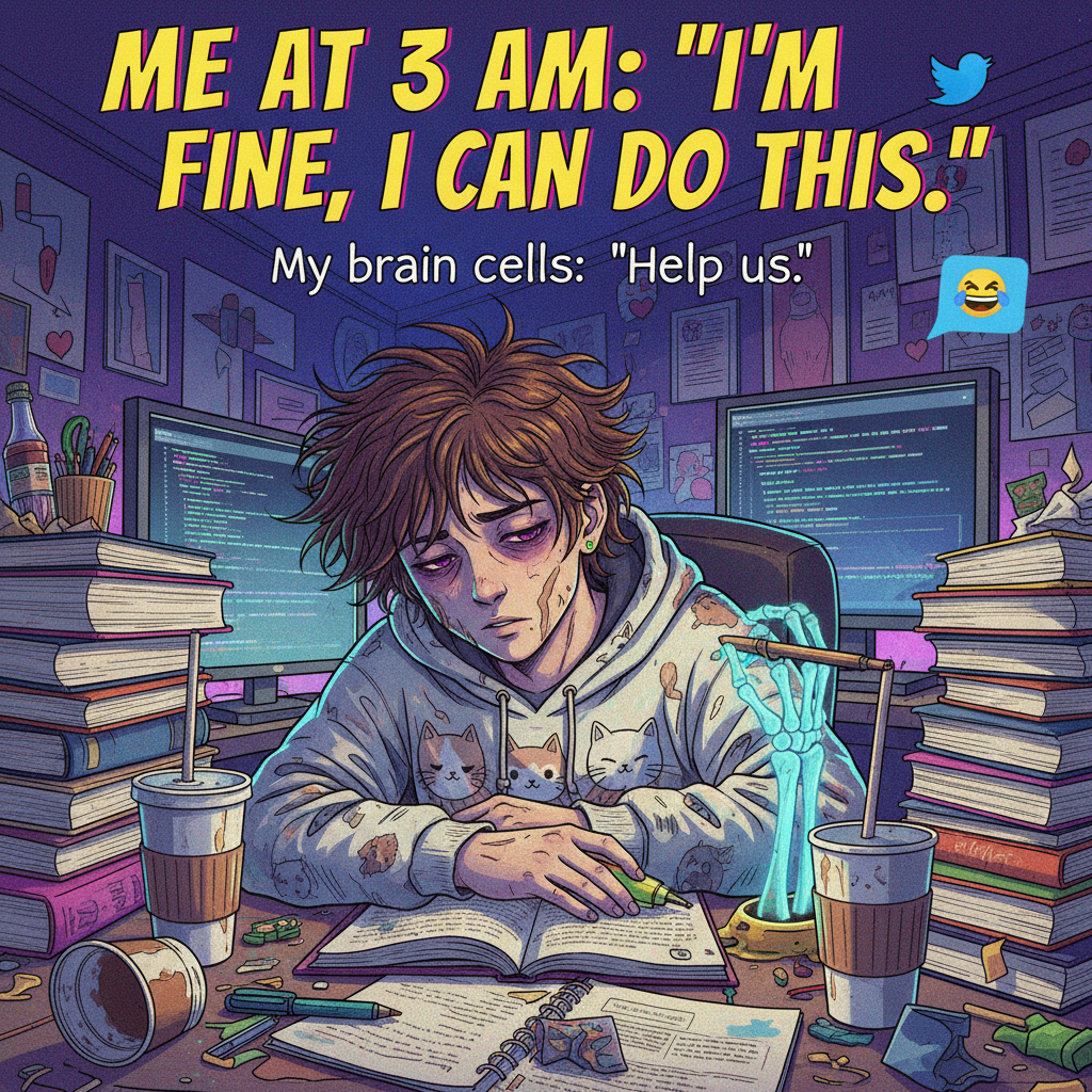 My brain during exam season: 'Is sleep really necessary?'