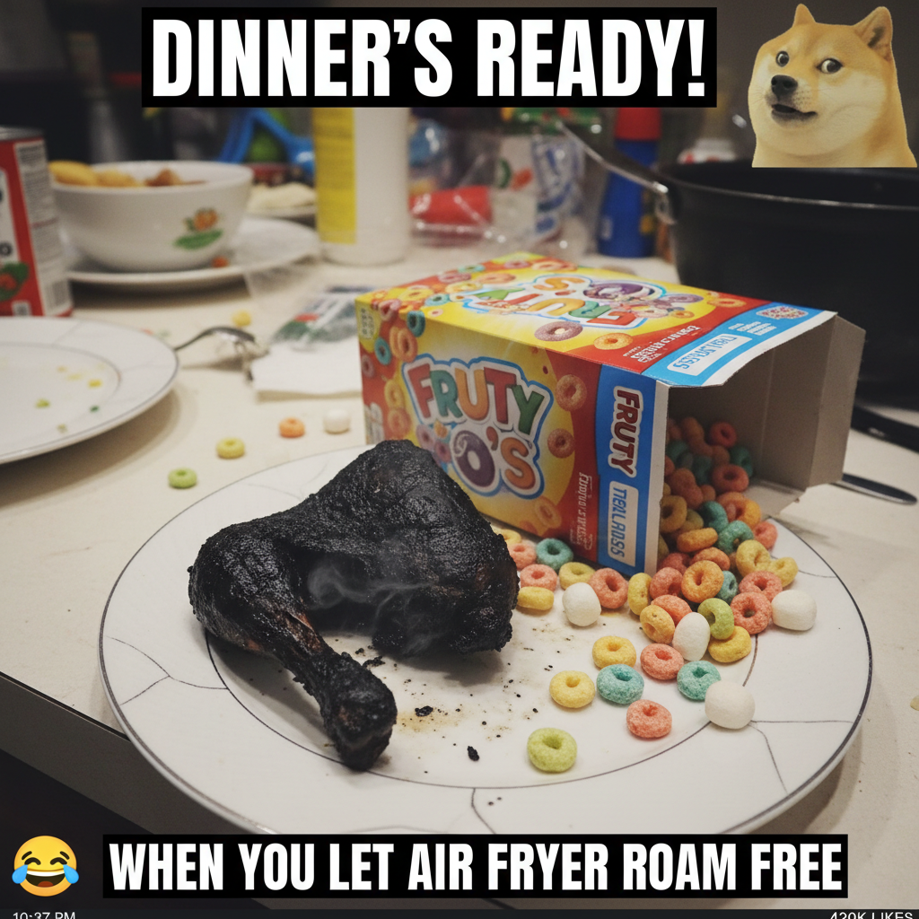 My 'crispy' chicken is now charcoal. Guess we're having cereal for dinner.