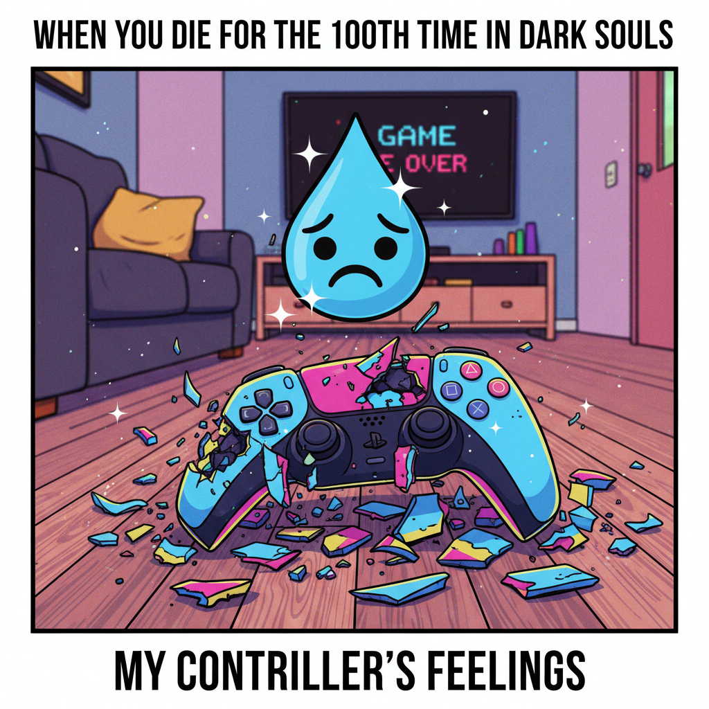 My controller after I died for the 10th time to the same boss. RIP.