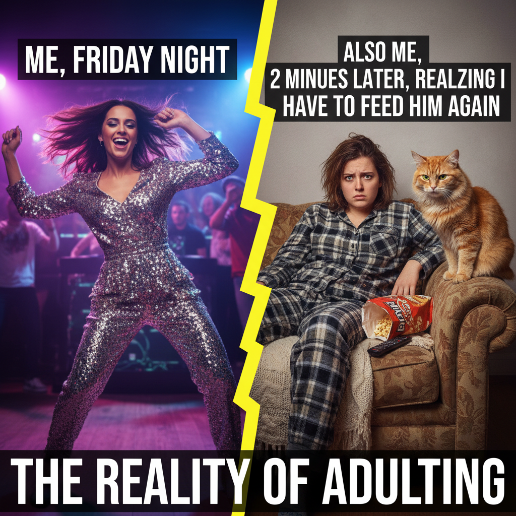 My Friday night plans: clubbing. My Friday night reality: arguing with my cat about bedtime.