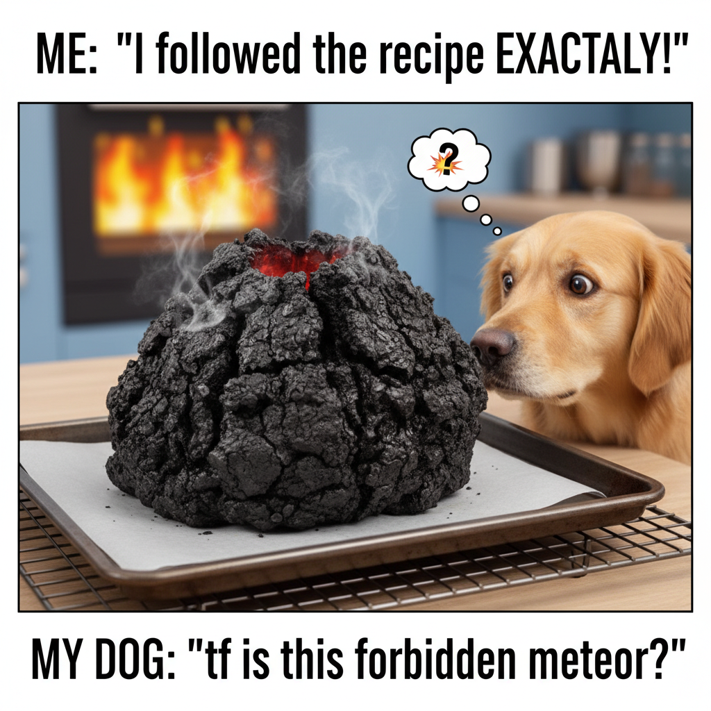 Attempted to bake bread. Ended up with a rock. My dog still tried to eat it.