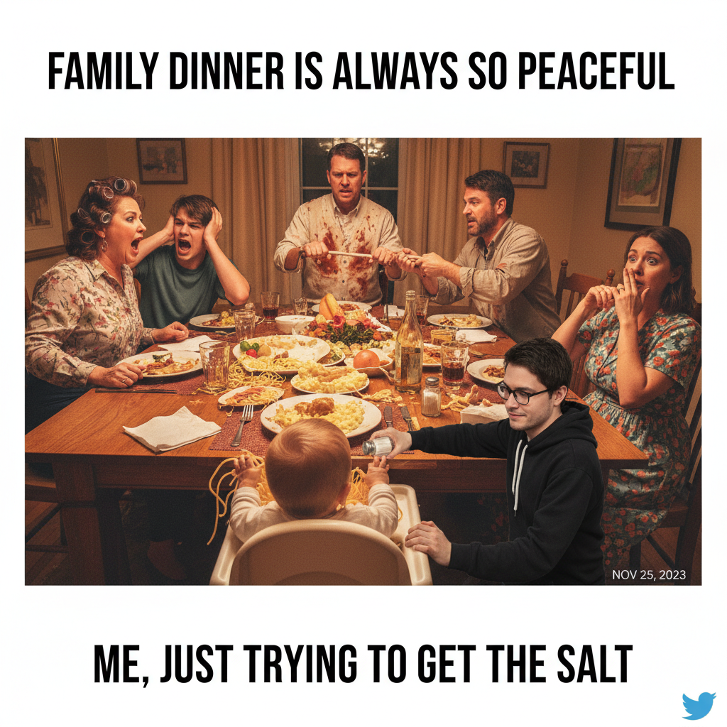 Holiday dinner: where 'pass the salt' turns into a 30-minute debate about politics.