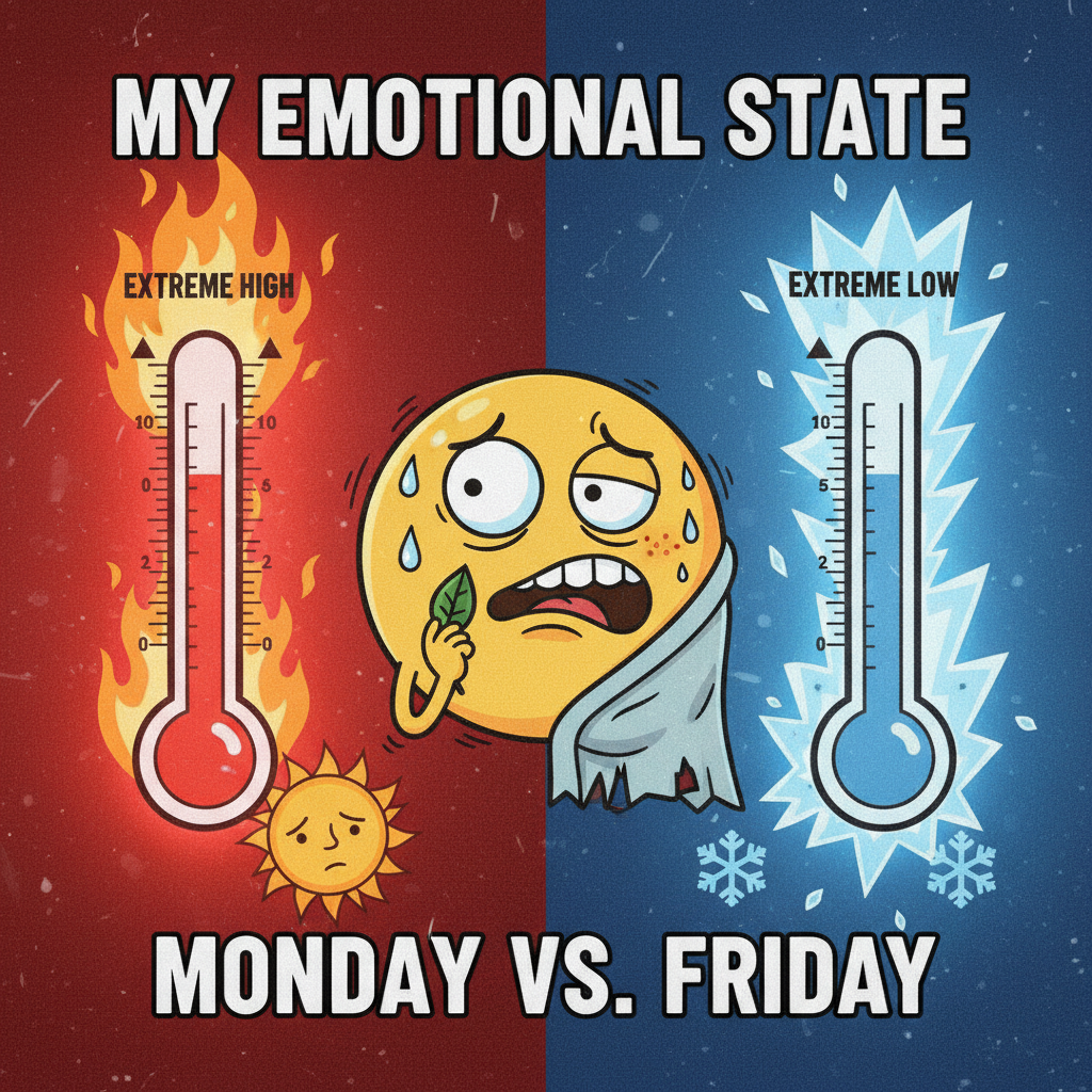 It's either 100 degrees or 10 degrees. There is no in-between. My body is confused.