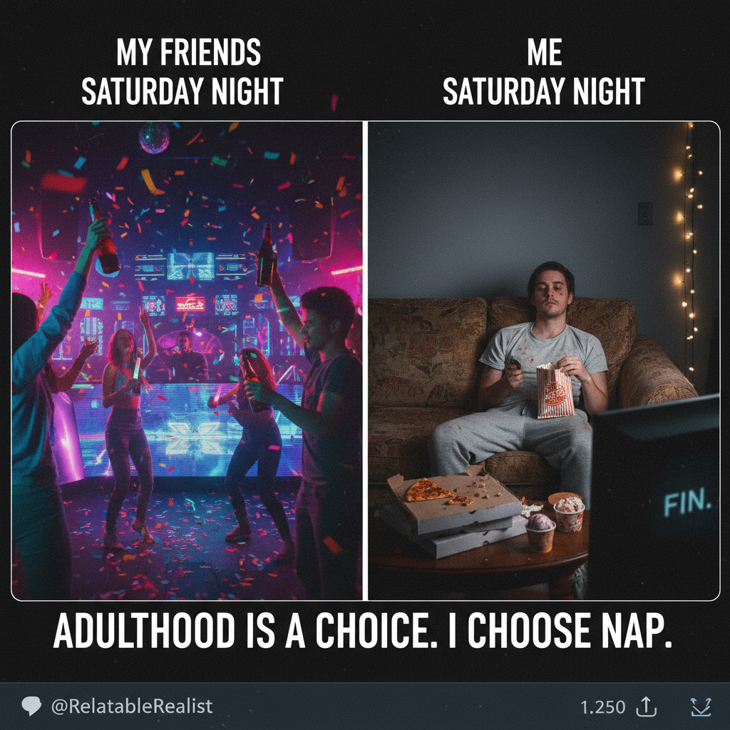 Friday night plans: clubbing. Friday night reality: debating if I have enough energy to make popcorn.