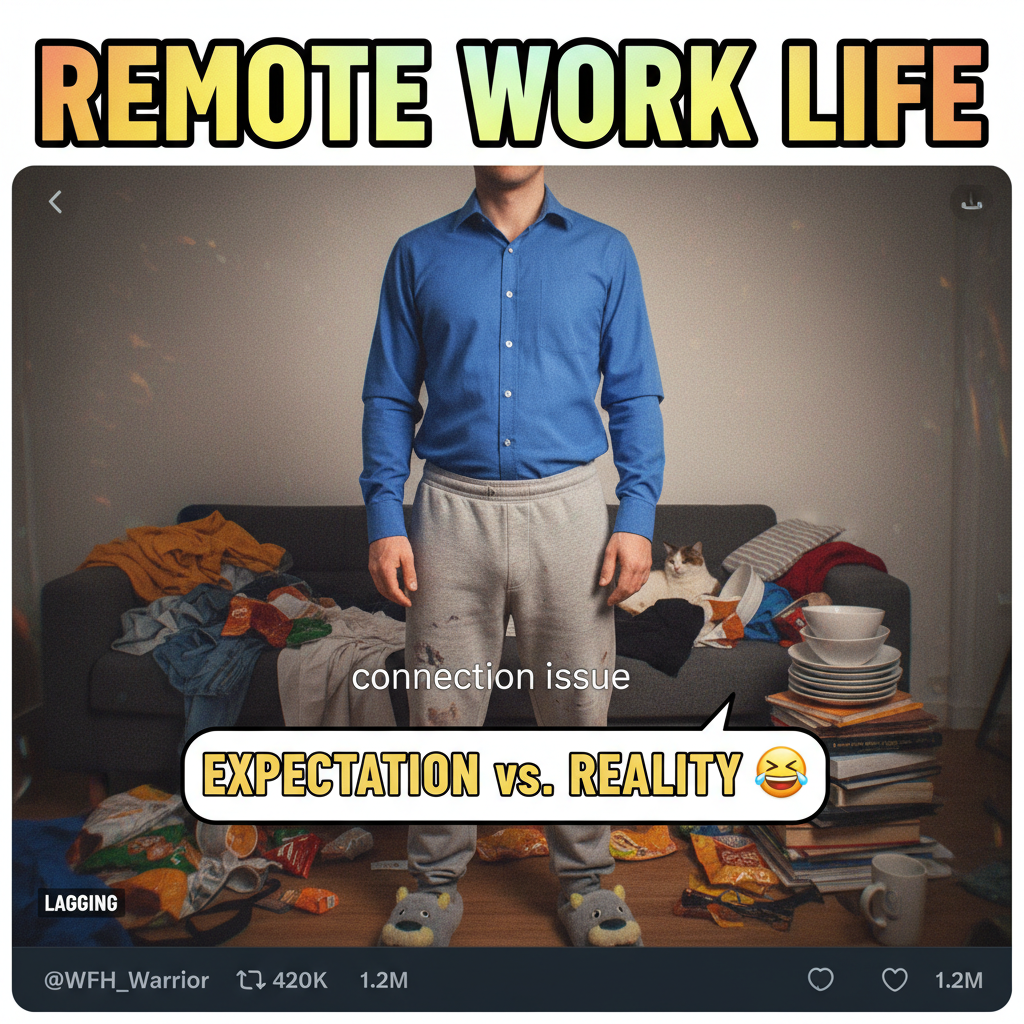 My WFH uniform is 50% comfy, 50% 'can turn camera on if absolutely necessary.'