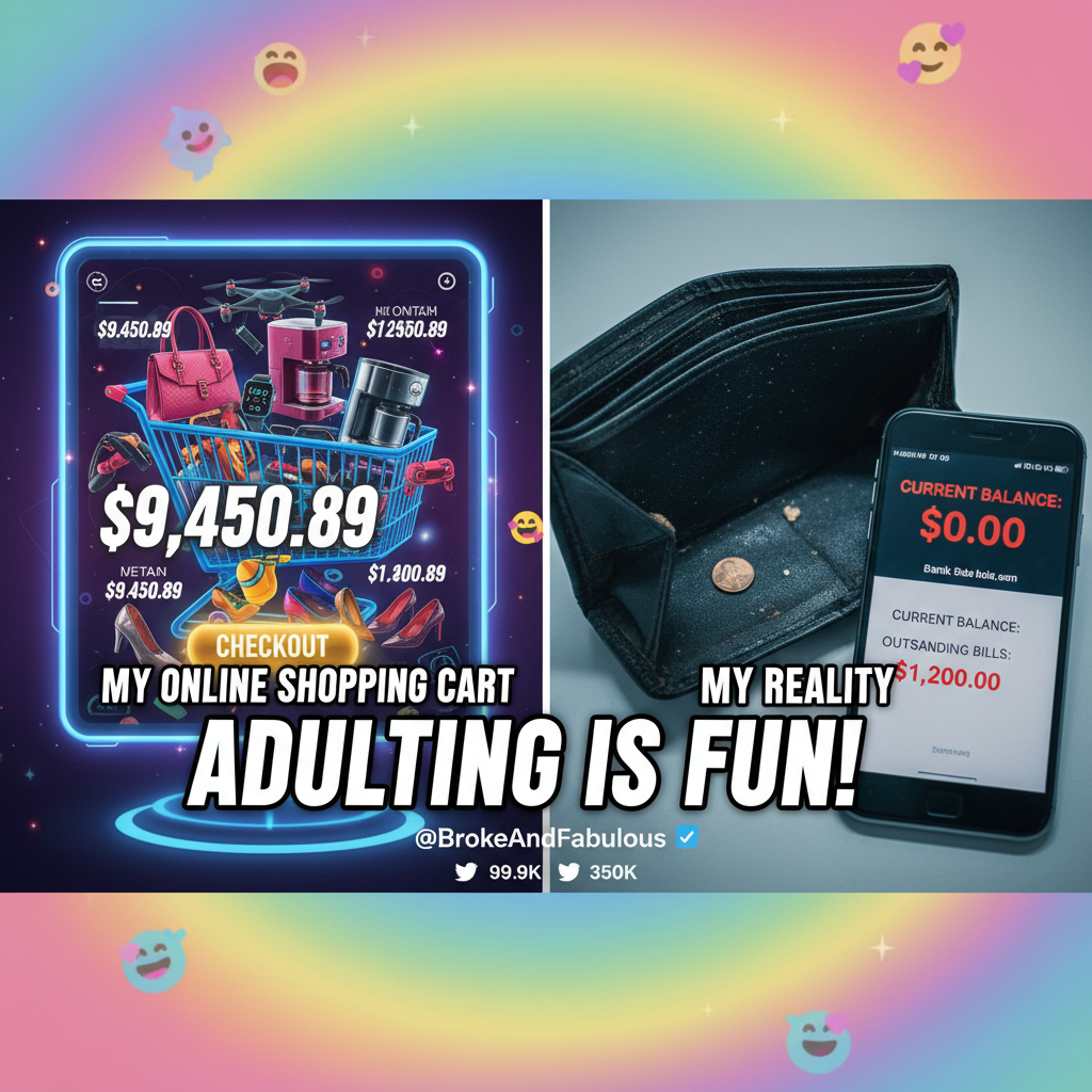 My online shopping cart is full of things I want, my bank account is full of things I need.