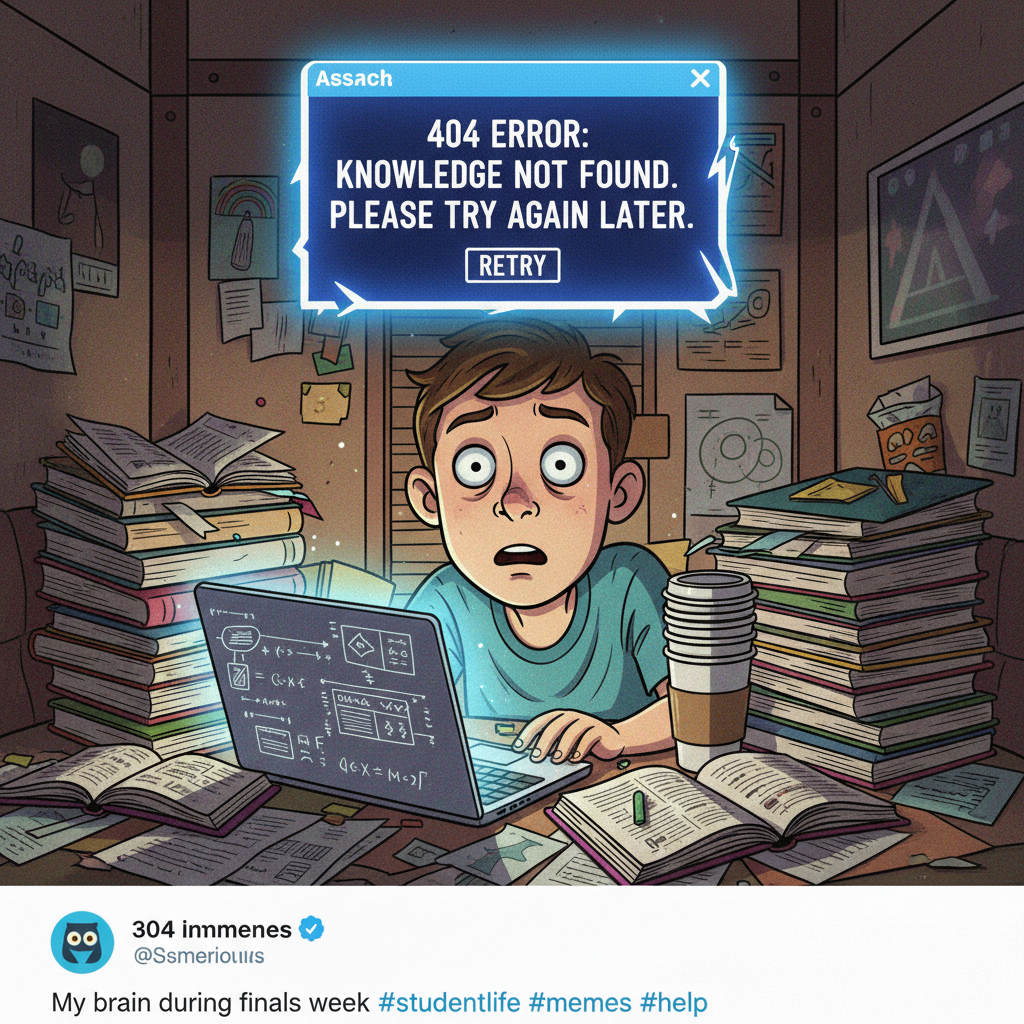 My brain during exam season: 'Error 404: Information not found.'