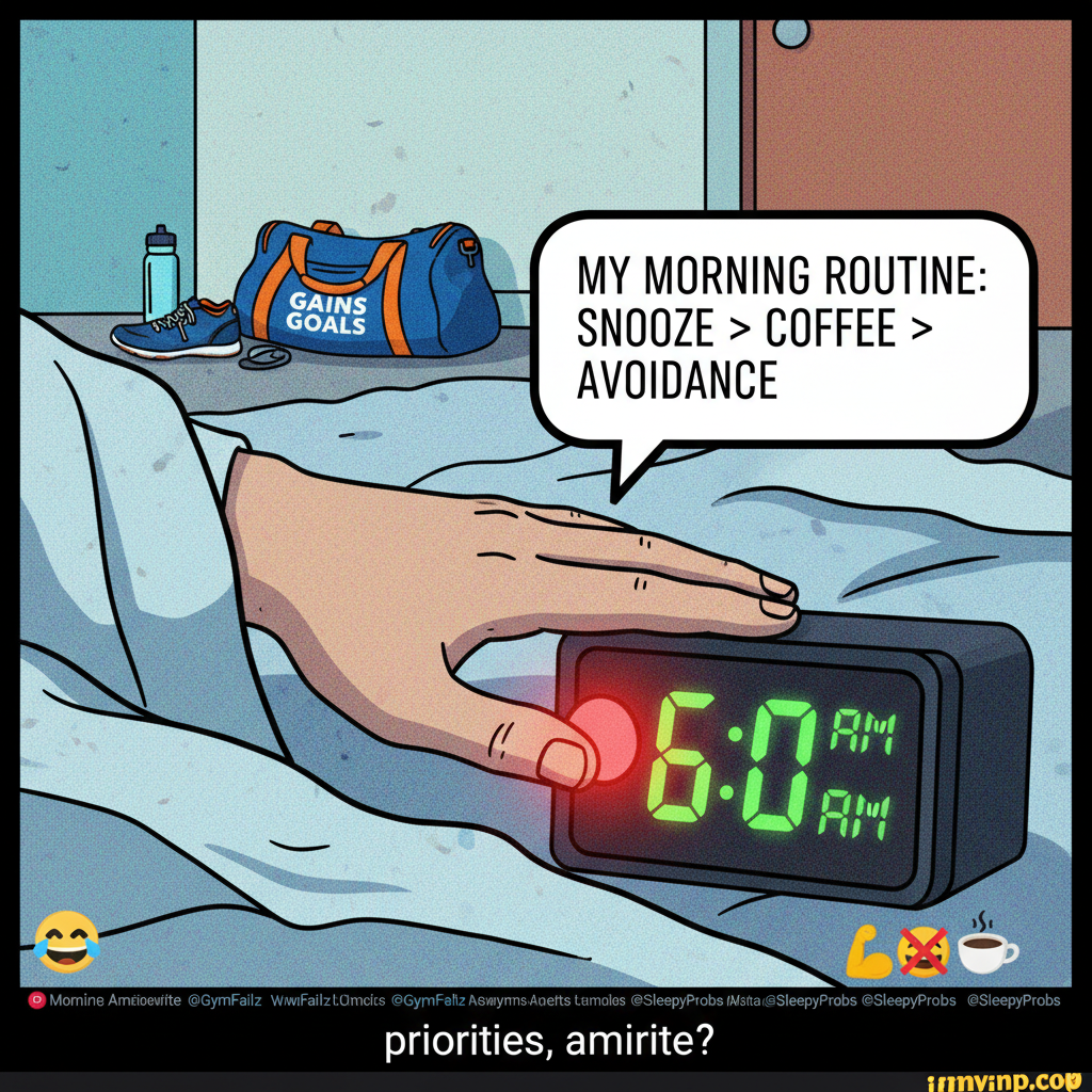 My New Year's resolution was to hit the gym. I'm currently hitting snooze. Same thing, right?