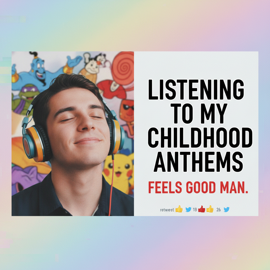 Hearing that one song from a childhood cartoon and suddenly you're 7 again, no bills, just vibes.