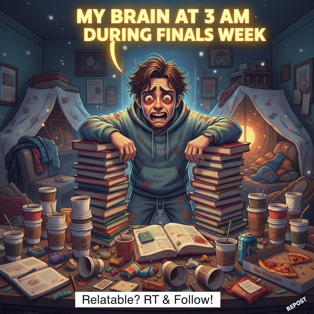 Exam season is just my brain trying to download a semester's worth of info in 3 days. Send caffeine and prayers.