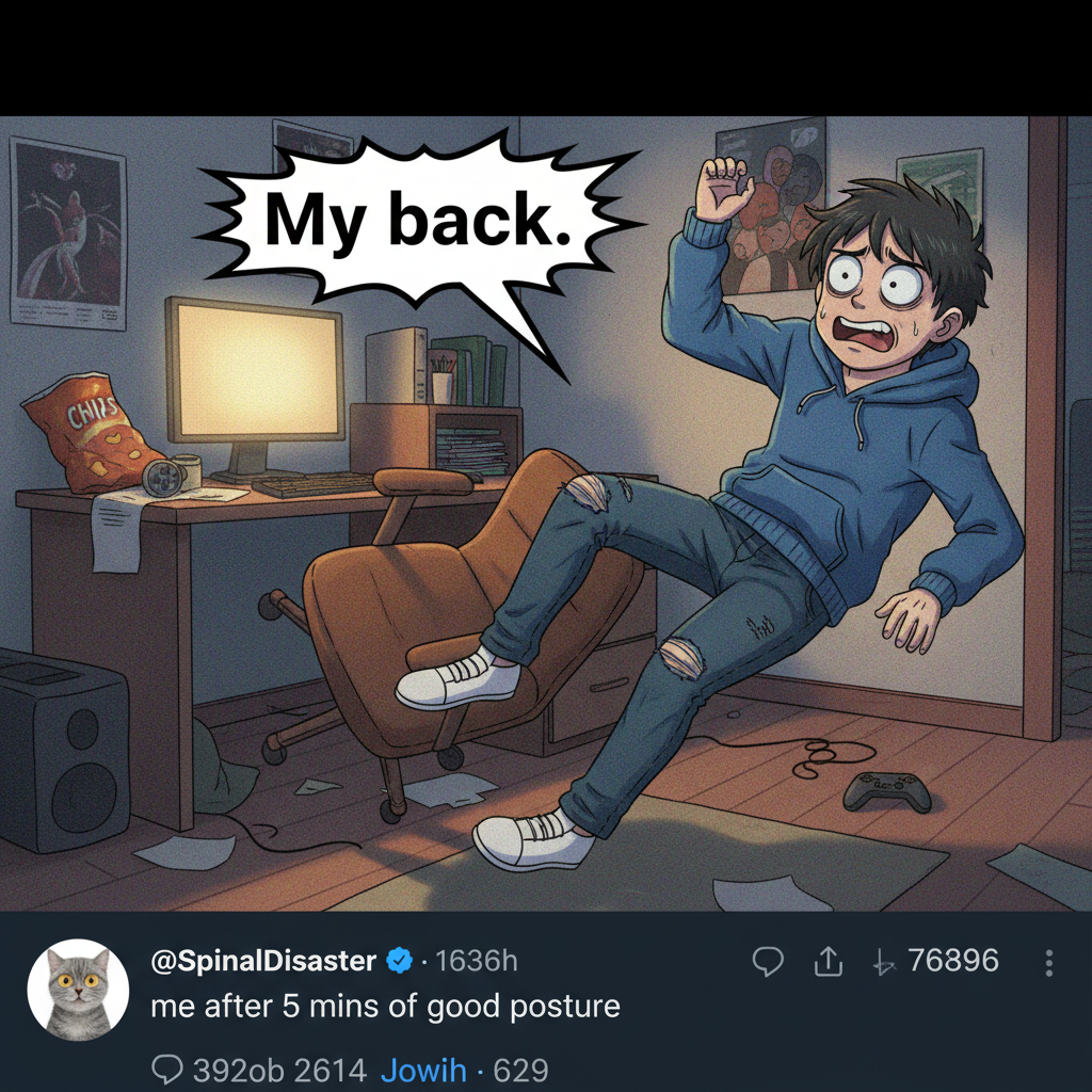 Me trying to use anime logic in real life: *falls off chair dramatically* My back.