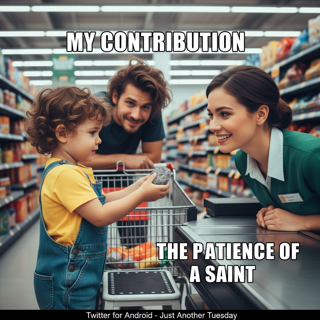 My toddler just tried to pay for groceries with a rock. The cashier didn't accept it. Shocking.