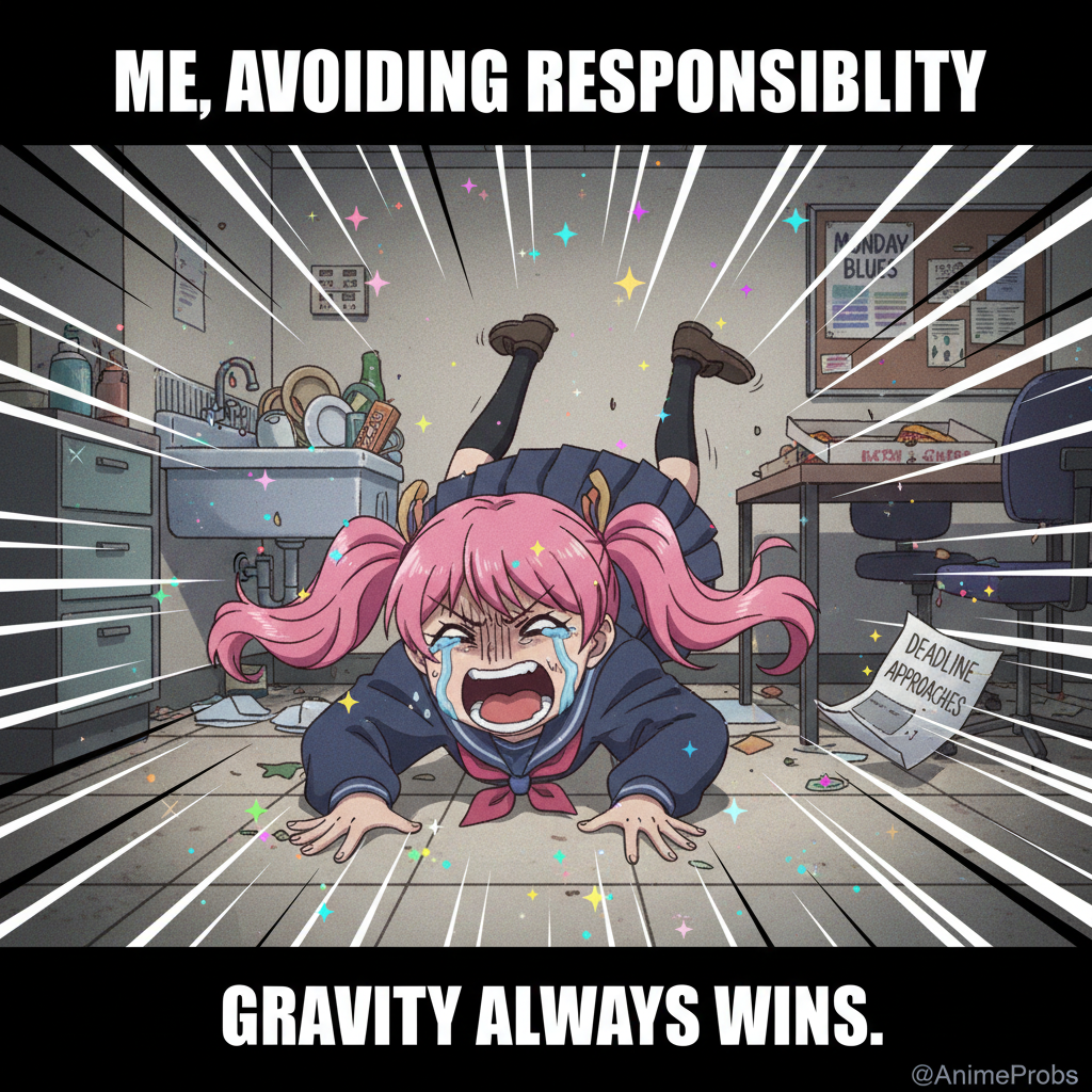 Me trying to use anime logic in real life: *falls dramatically, expects superpowers*