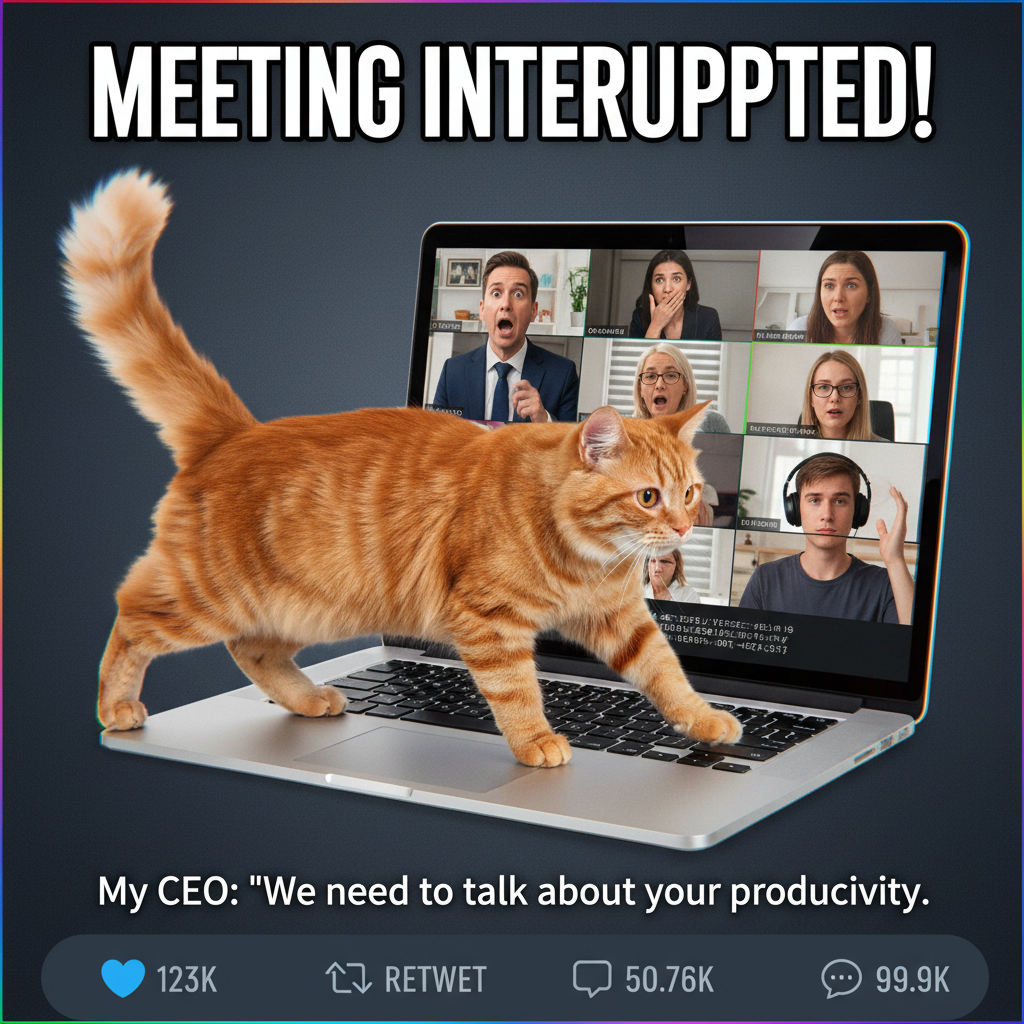 My cat just walked across my keyboard during a Zoom meeting. Promoted to co-host.