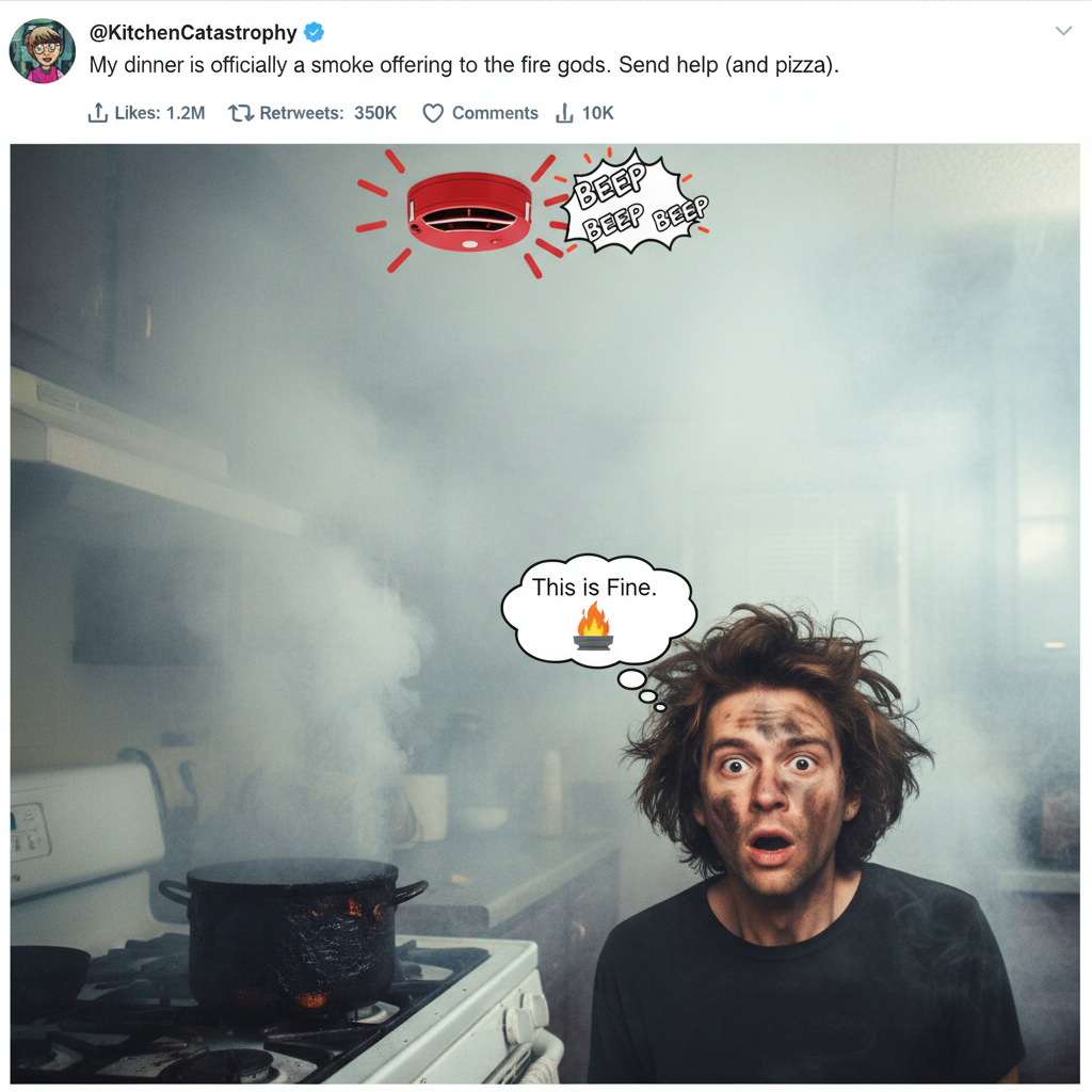 Tried to make a 'simple' pasta dish. Ended up with a smoke alarm concert.