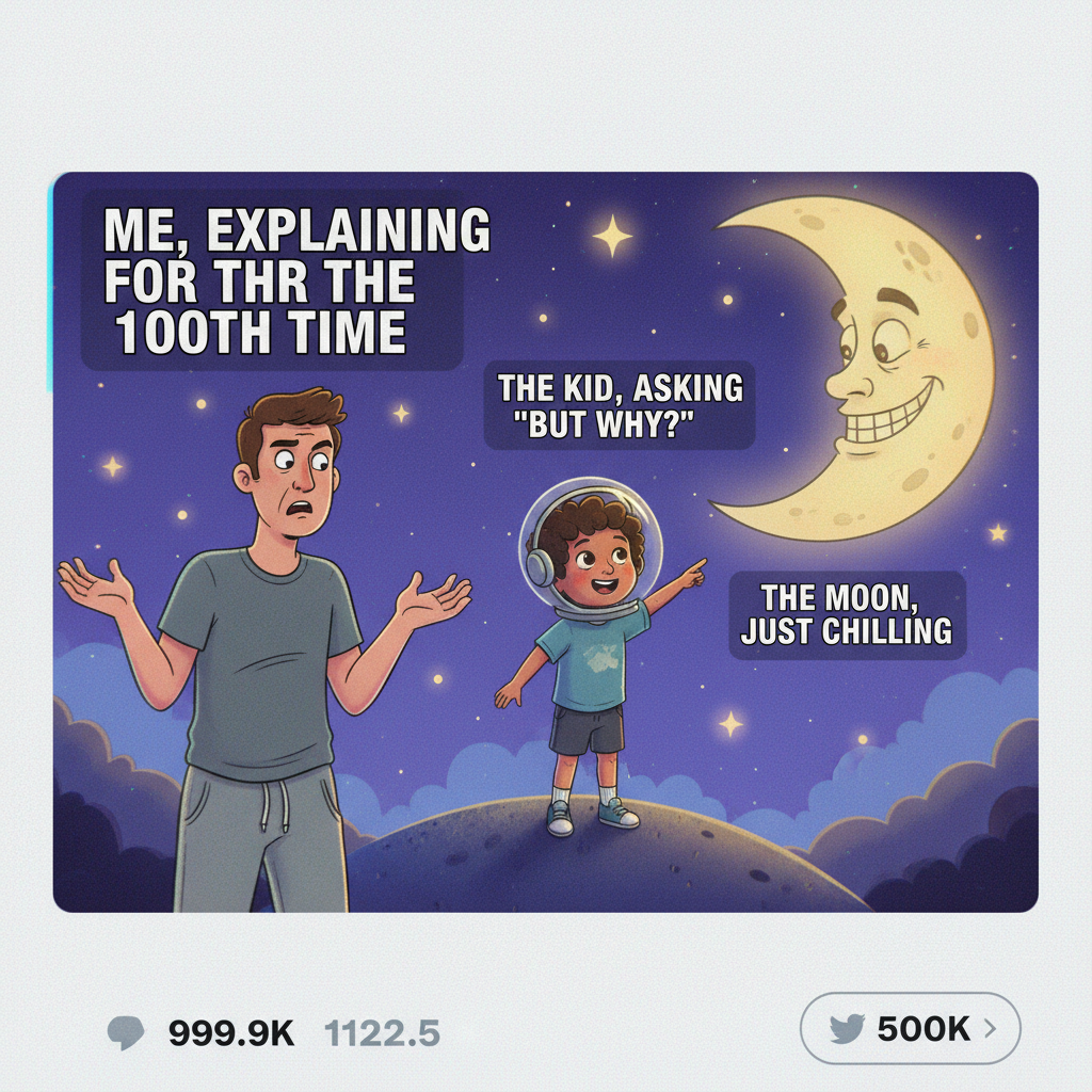 My kid just asked why the moon follows us. Send help.