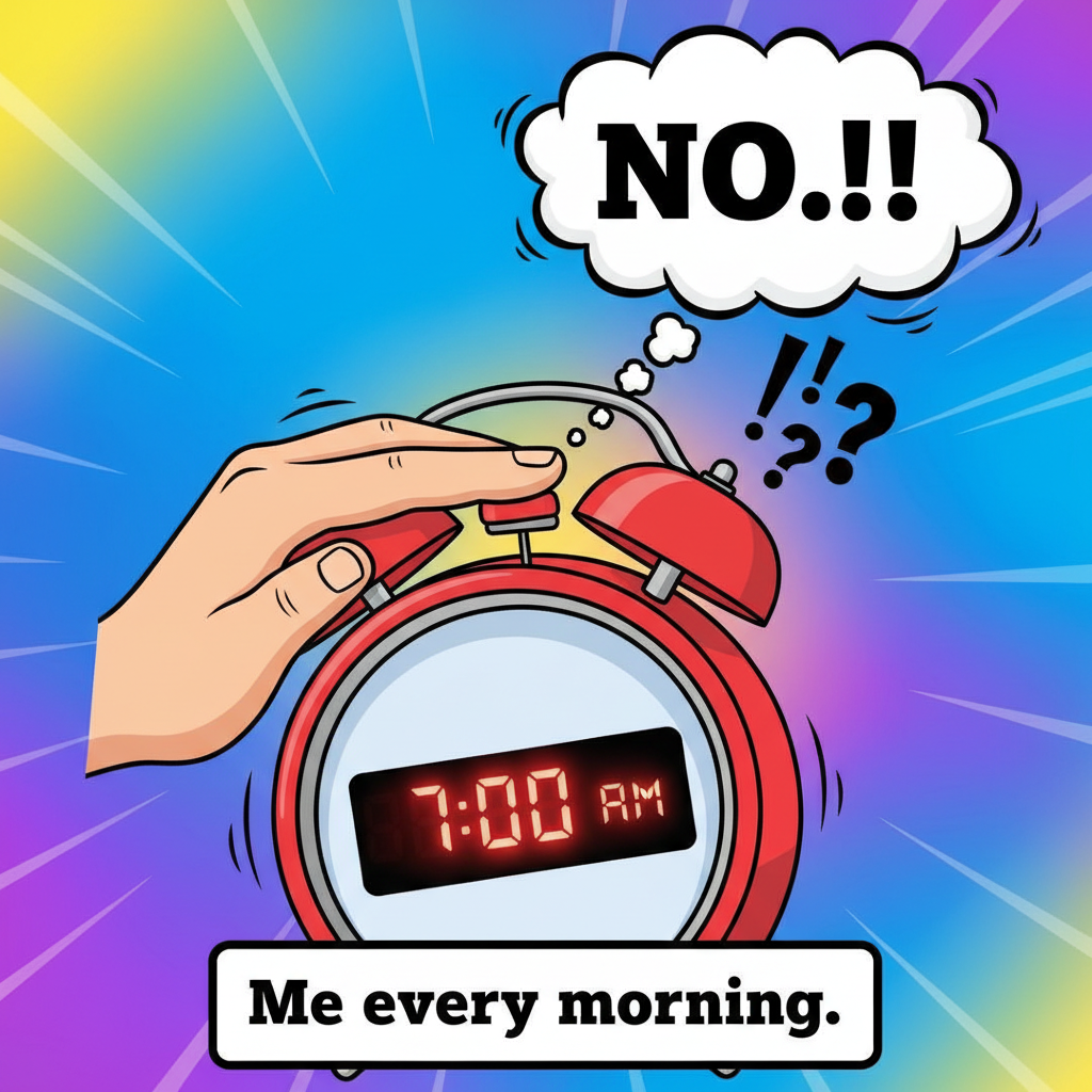 My bed on Monday morning: 'Just 5 more minutes, I promise.' Me: *hits snooze 10 times*