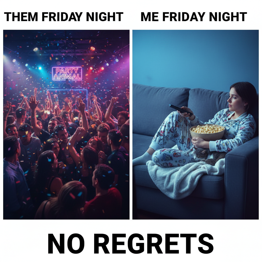 Friday night plans: clubbing. Friday night reality: PJs and Netflix. #Relatable