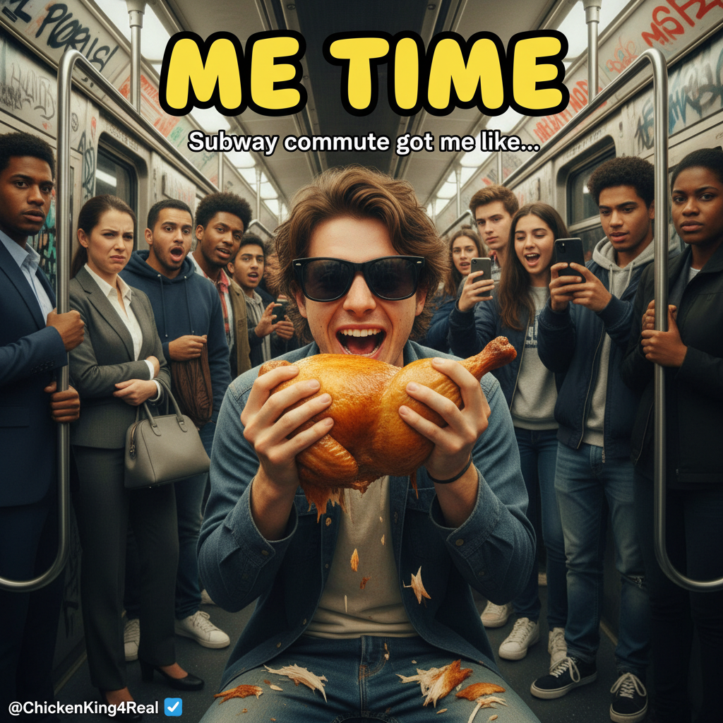 Just saw a guy on the subway eating a whole rotisserie chicken. My commute is never boring.