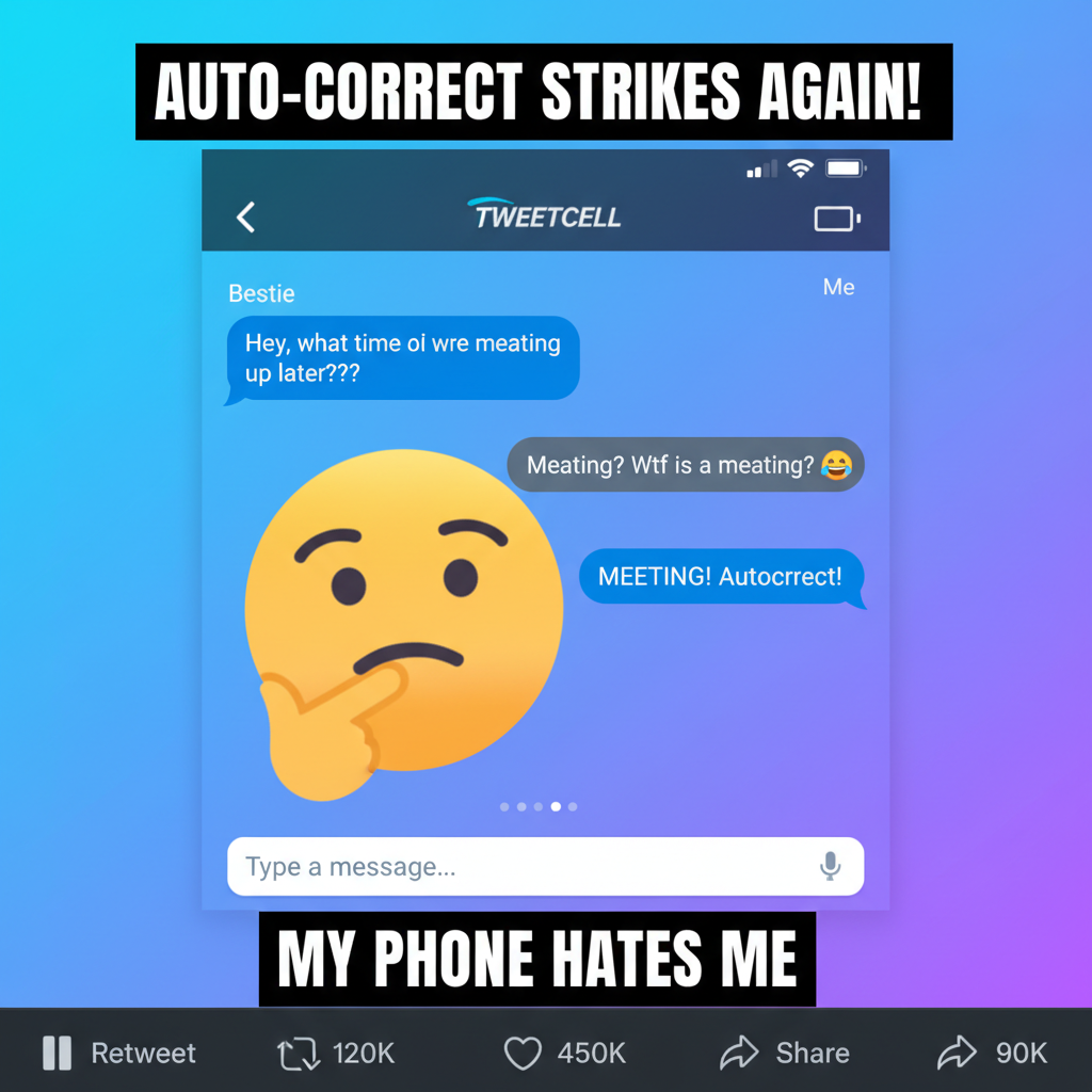 Autocorrect changed 'meeting' to 'meating'. My boss is going to love this. #TechFail