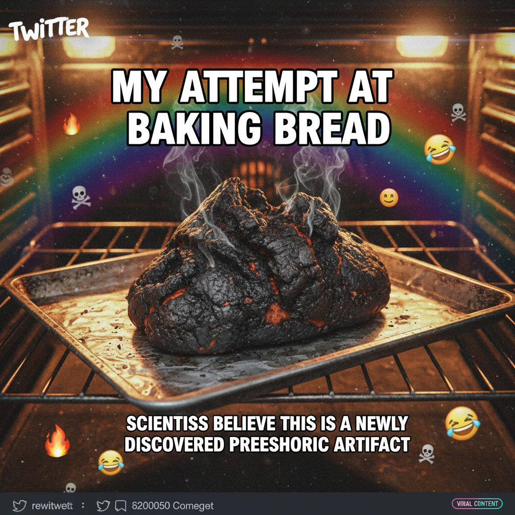 I tried to bake bread. It came out looking like a fossilized sponge. Send help.