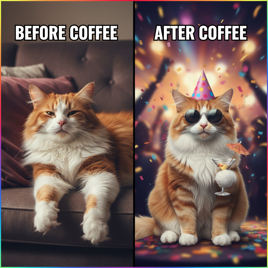 My spirit animal on a Saturday morning vs. Saturday night