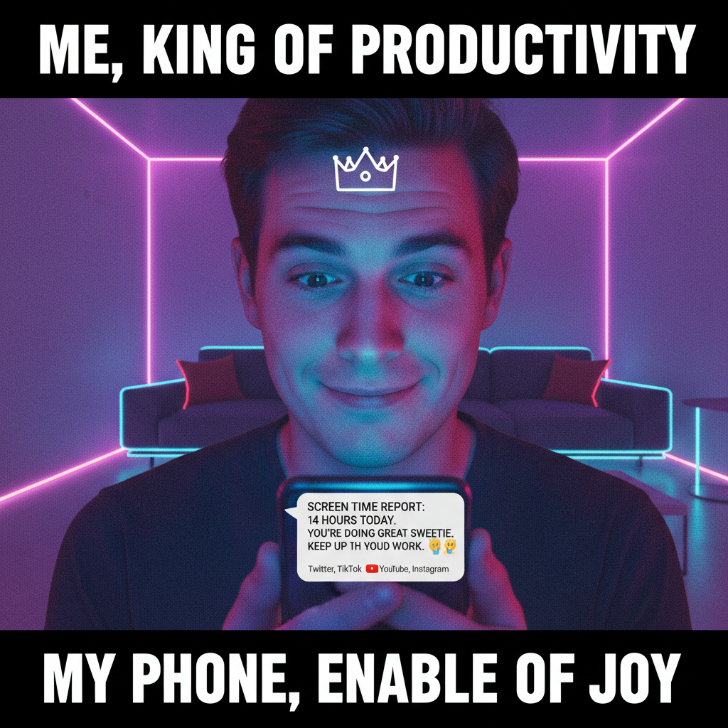 My screen time report: 'You spent 8 hours staring at memes.' Me: 'And I'd do it again.'