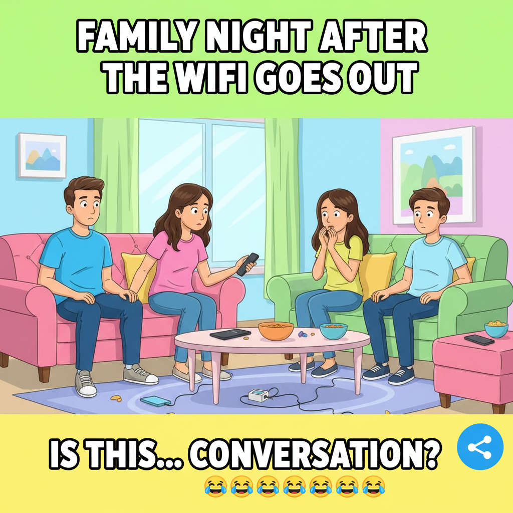 The wifi went down. My family just started communicating with actual words. It's terrifying.