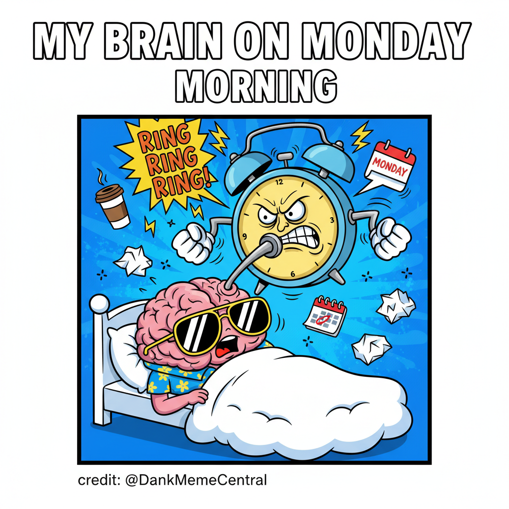 Monday morning: My brain is still in weekend mode, but my alarm clock has other plans.
