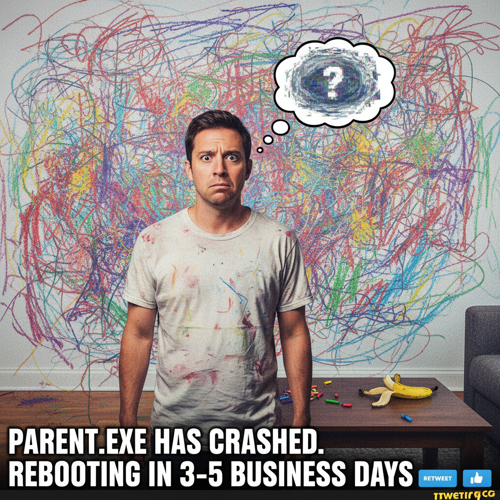 My toddler just explained quantum physics using only crayon scribbles and a banana. I'm terrified.