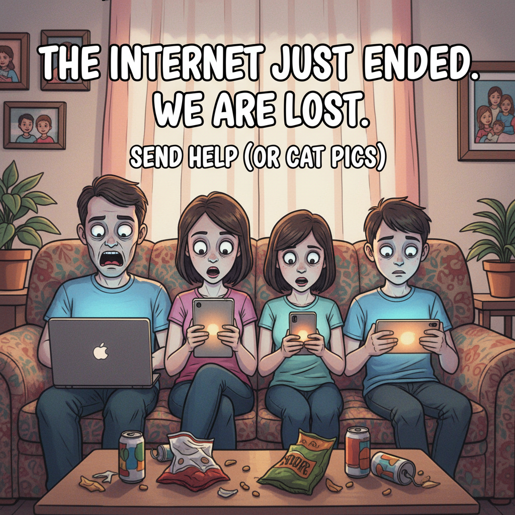 WiFi went down. My entire household just froze, staring blankly into the abyss. The horror.