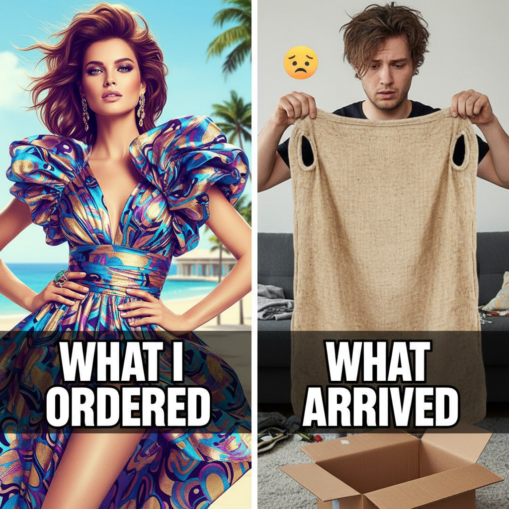 Ordered a 'chic' top online. Received a potato sack with armholes. My bank account is crying.