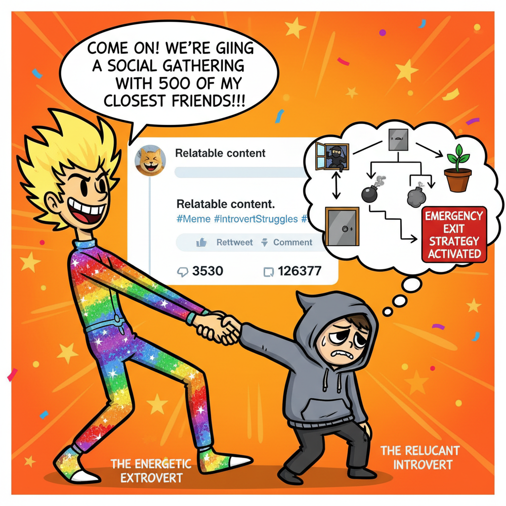 Extrovert: 'Let's go out!' Introvert: *already planning how to cancel* #Relatable