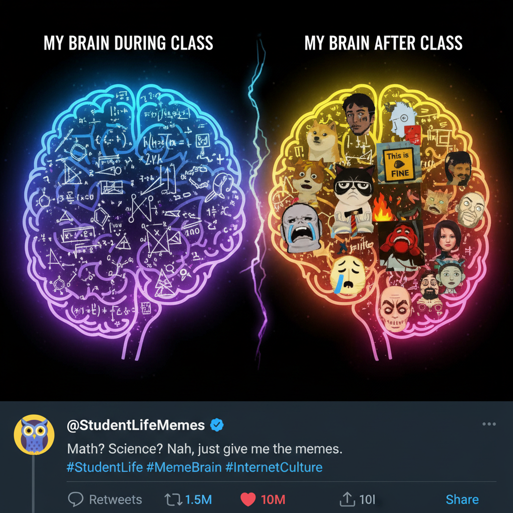 My brain during exams: 'You know this! Wait, no, you don't. You only know memes.'