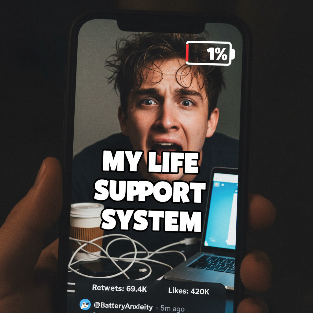 My phone battery is at 1%. My life choices led me here. #SocialMediaAddict