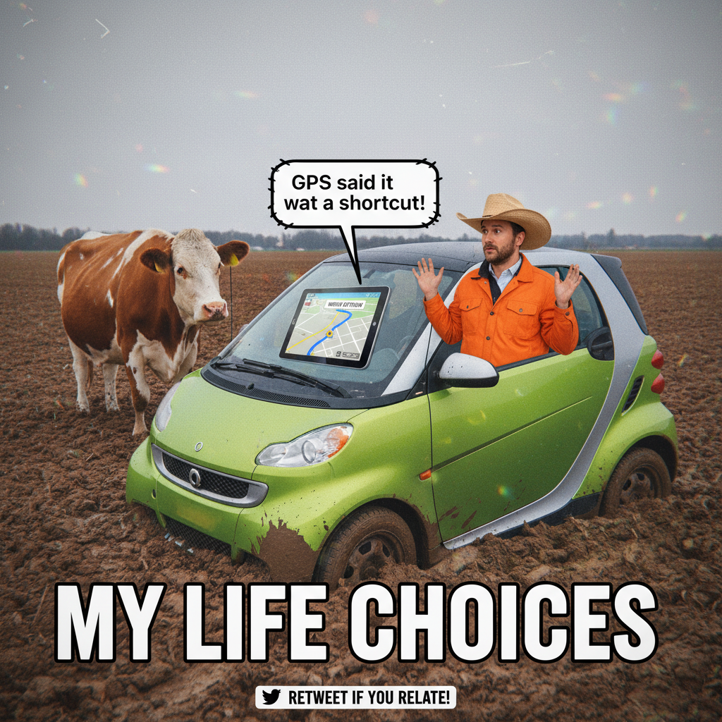 GPS said 'turn left at the cow.' I'm now in a field. This is fine.