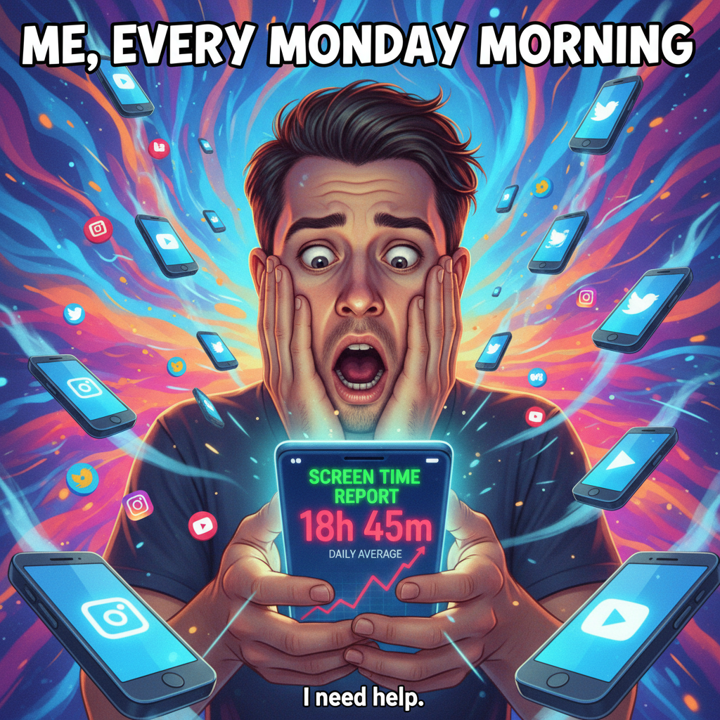 My screen time report is basically a horror movie. I need an intervention, or more memes.