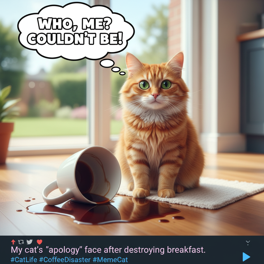 My cat just knocked over my coffee and then stared at me like *I* was the problem.