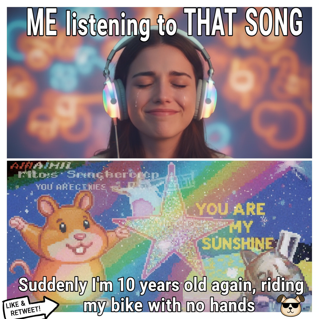 Hearing that one song from childhood hits different now. Instant time travel.