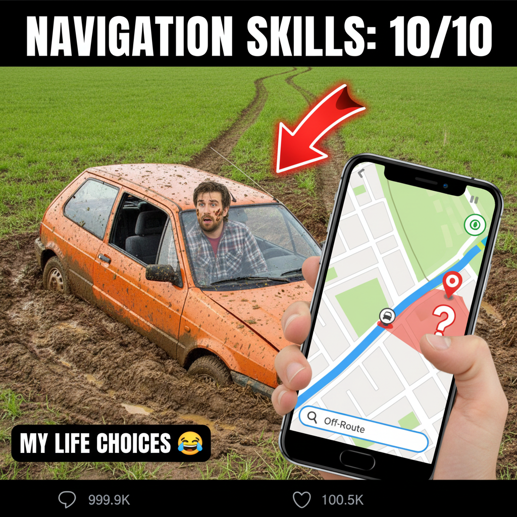 GPS said 'turn left.' I turned left. Now I'm in a field. Thanks, Siri.