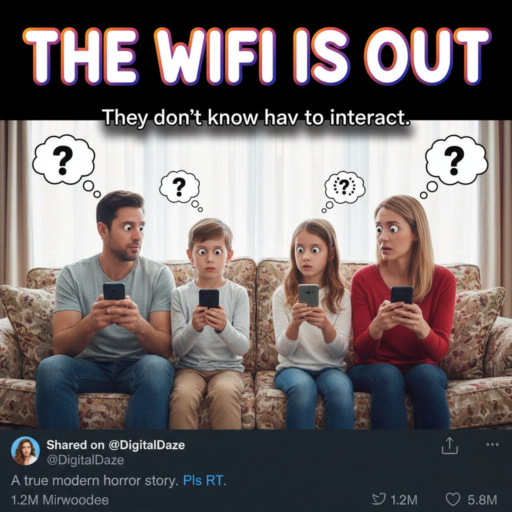 Wifi went down. My family just stared at each other. Who ARE these people?