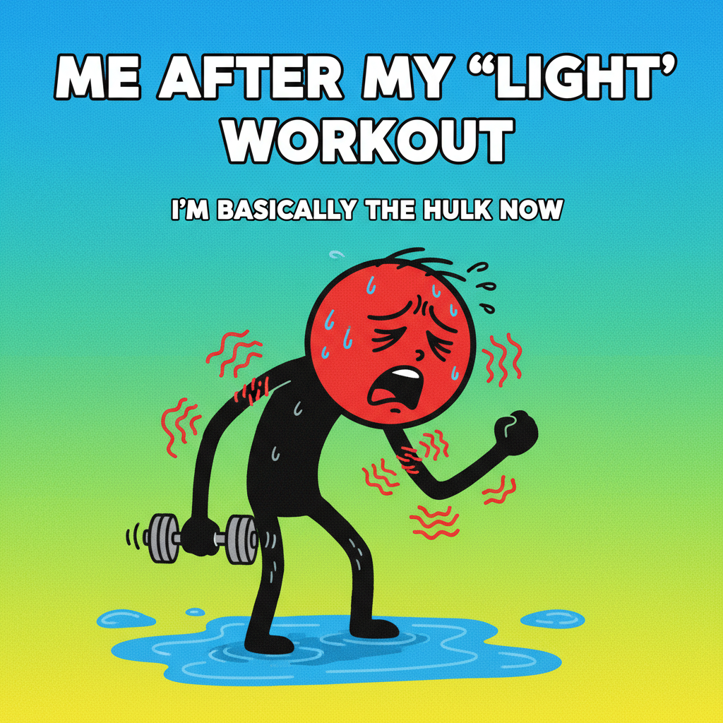 Went to the gym. Did one rep. Now I'm sore for a week. Send protein.