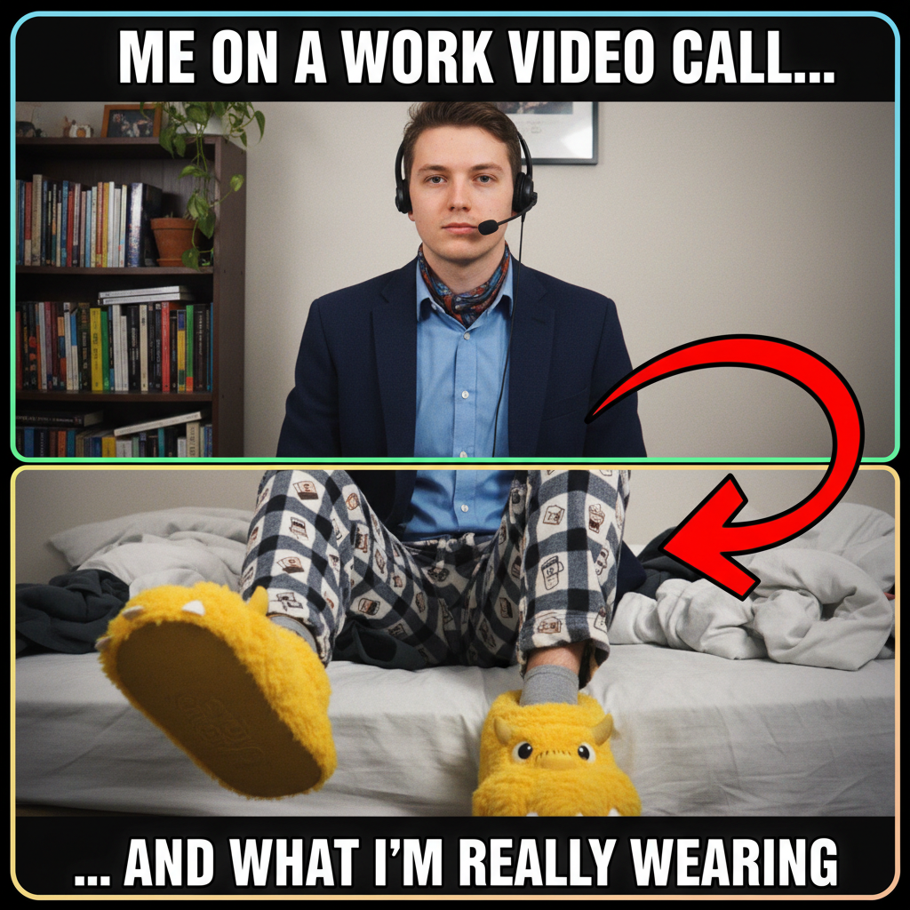 My 'work from home' outfit is 50% pajamas, 50% existential dread. 100% comfy.